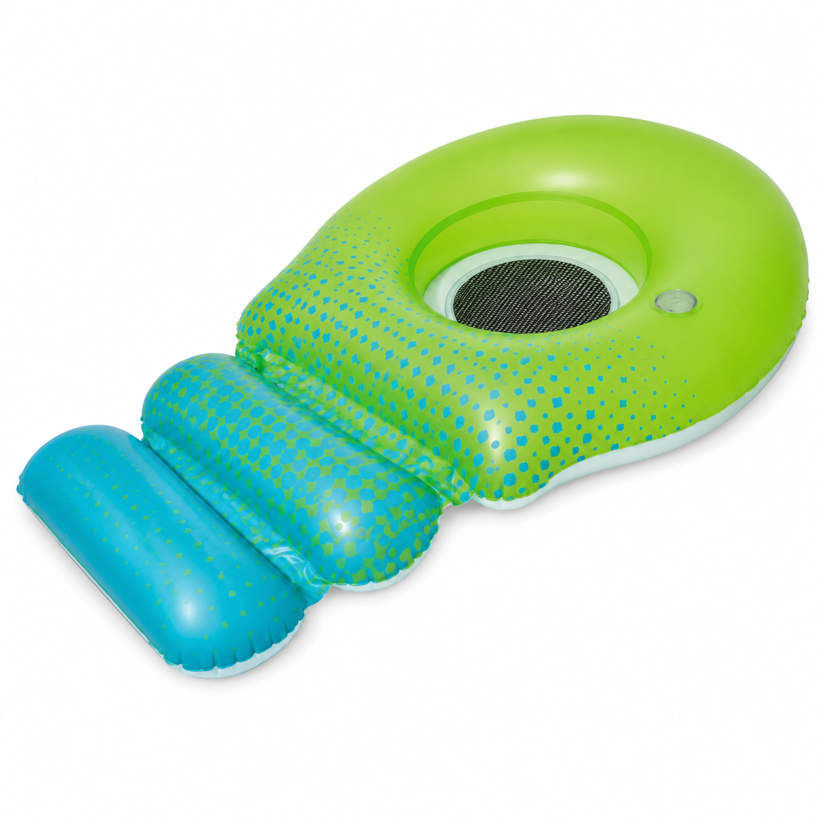 Green & Blue Inflatable Pool Lounge with Mesh Seat & Footrest | 43138