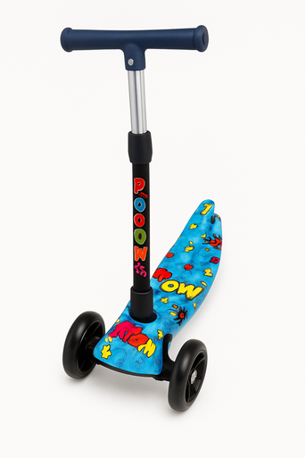 3-Wheel Foldable Graffiti Scooter – Blue Cartoon | ALBER-615