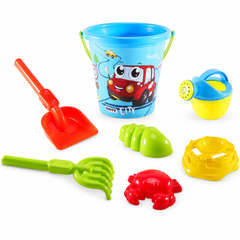 Happy City Kids Beach and Sand Toy Set with Bucket, Watering Can and Molds - 7 Pieces | AZ-5523