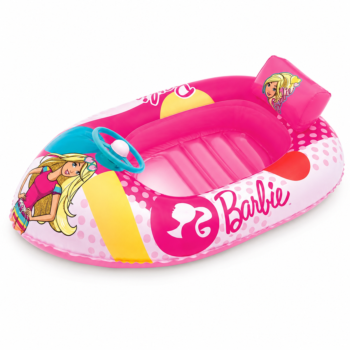 Bestway Barbie Inflatable Kiddie Boat with Steering Wheel and Pillow - 93204