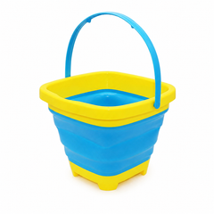 Kids Collapsible Beach and Sand Bucket with Handle - Blue/Yellow | 668-2