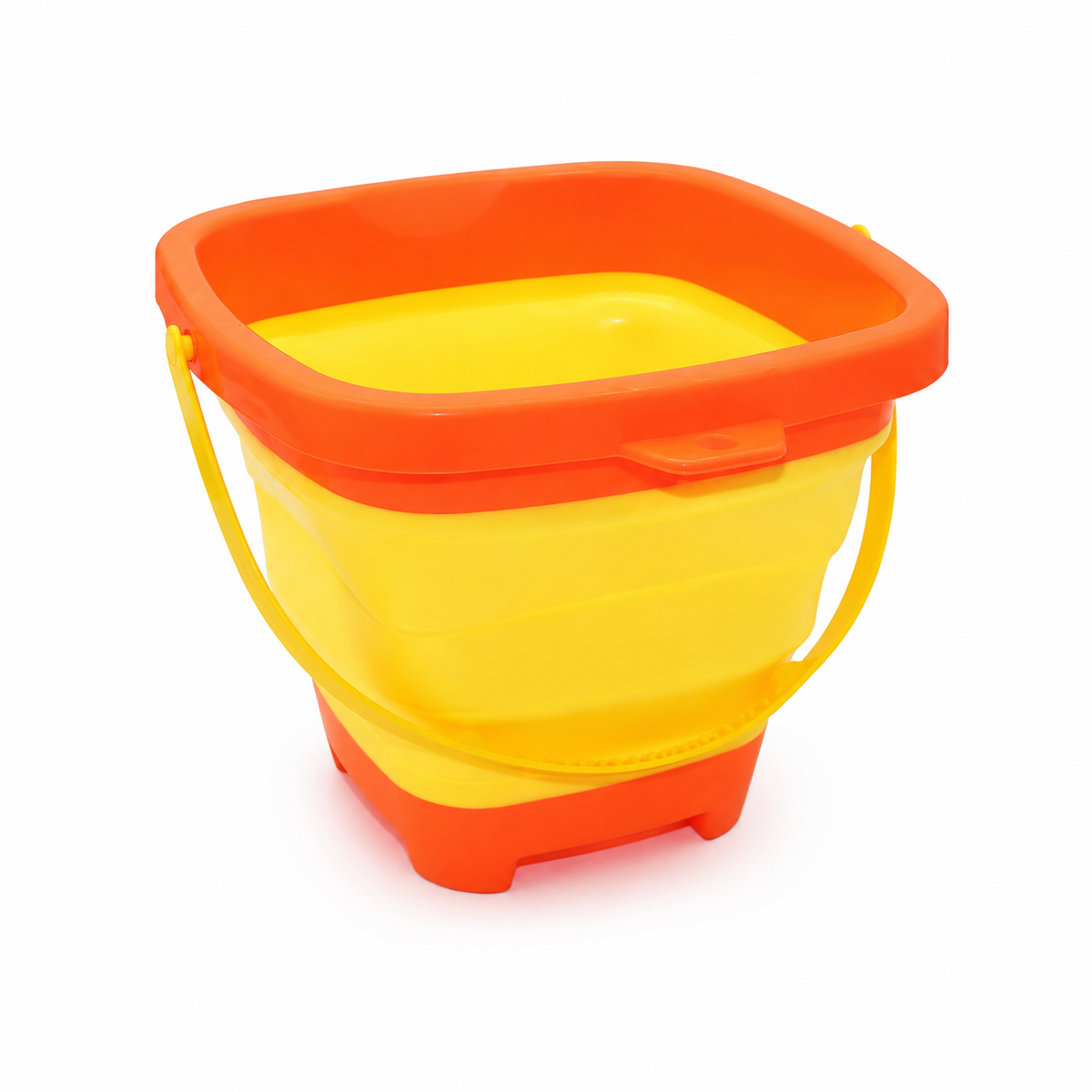 Kids Collapsible Beach and Sand Bucket with Handle - Yellow/Orange | 668-2