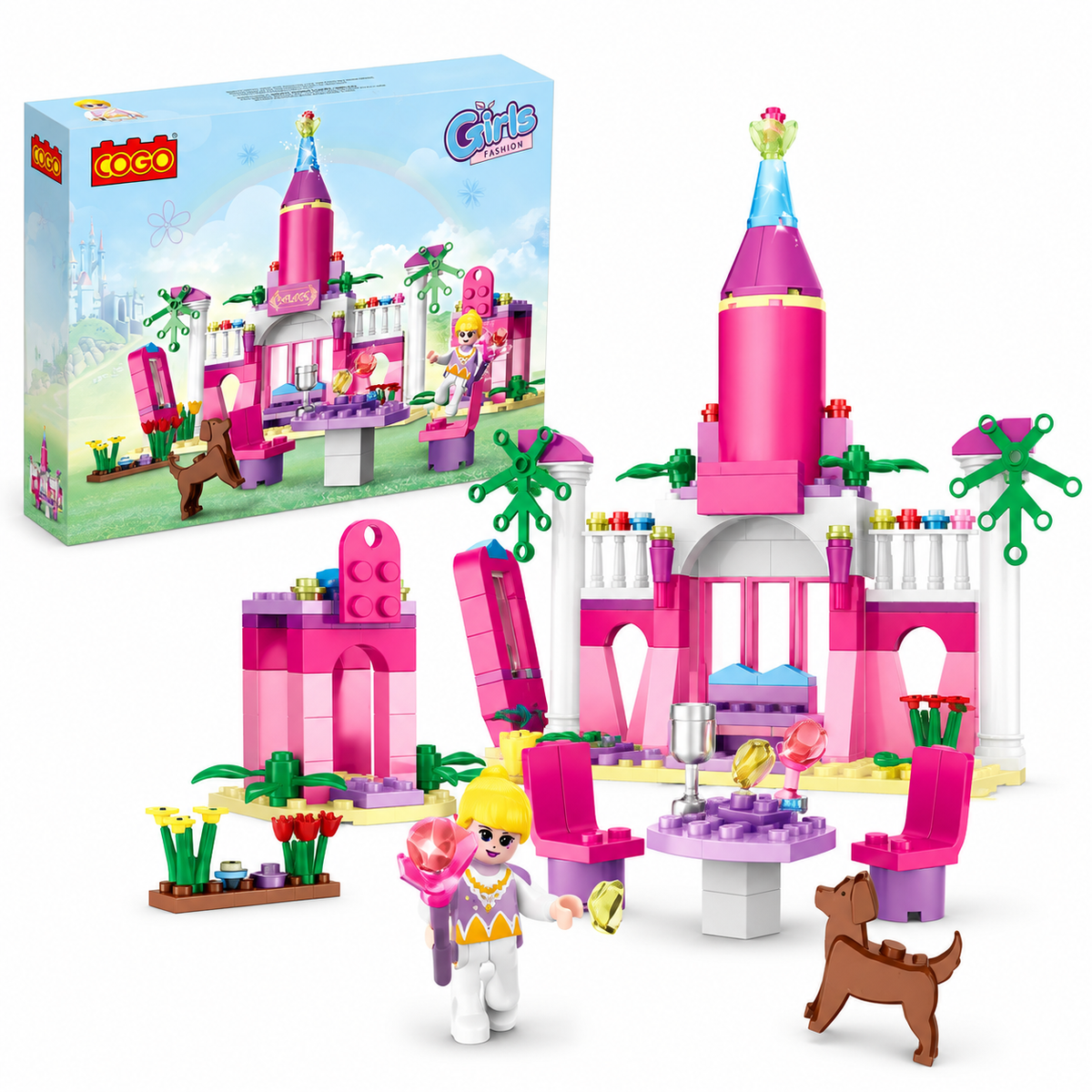COGO Girls Fashion Palace Building Block Set - Pink Castle Design - Multicolor | 3272