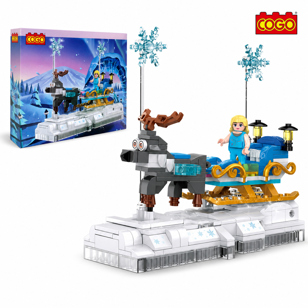 COGO Fairytale Dream Reindeer Sleigh Building Block Set - 306 Pieces - Multicolor | 2003/3