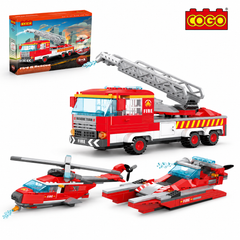 COGO - 3-in-1 Fire & Rescue Vehicle Building Block Set - 3086