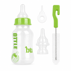 Pet Nursing Feeding Bottle with Brush 150ml - Green | OM-PET-FB-GR