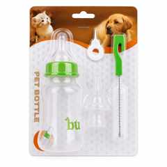 Pet Nursing Feeding Bottle with Brush 150ml - Green | OM-PET-FB-GR