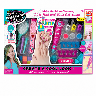 Vogue Fashion Star DIY Nail and Hair Art Studio Set 21 Pieces | 868-130