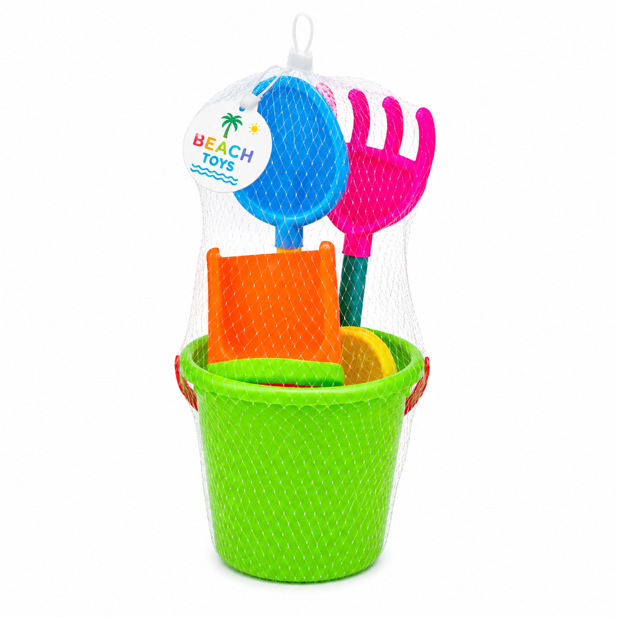 Beach Bucket with Water Can, Shovel & Sand Molds Green | 677 GREEN