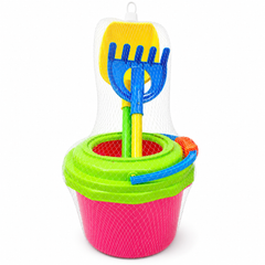 Beach Set with Bucket, Molds, Shovel & Water Can Pink | 671/1 PINK