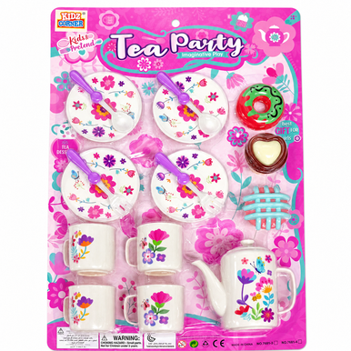 Tea Set with Plastic Pot, Cups, Plates & Accessories | 7681-3