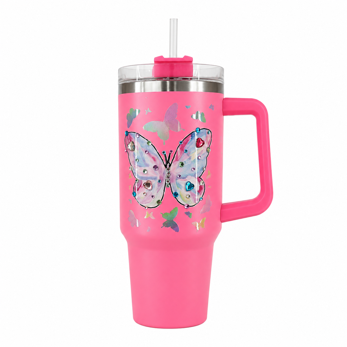 Butterfly Stainless Steel Double Wall Vacuum Insulated Tumbler 1200ml - Pink | C4076-PK