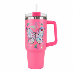 Butterfly Stainless Steel Double Wall Vacuum Insulated Tumbler 1200ml - Pink | C4076-PK