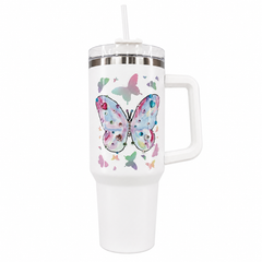 Butterfly Stainless Steel Double Wall Vacuum Insulated Tumbler 1200ml - White | C4076-WH