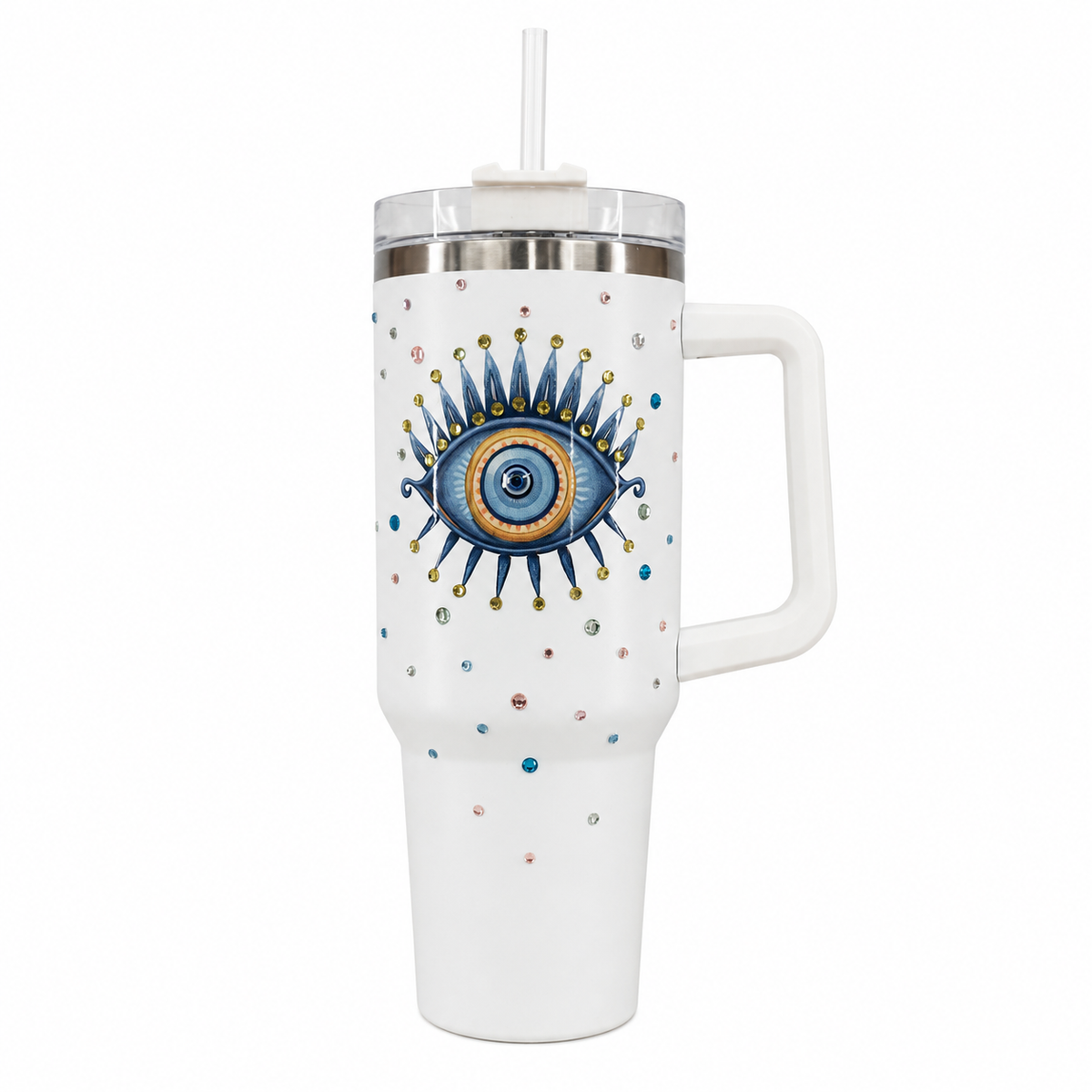 Eye Evil Stainless Steel Double Wall Vacuum Insulated Tumbler 1200ml - White | C4074-WH
