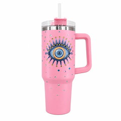Eye Evil Stainless Steel Double Wall Vacuum Insulated Tumbler 1200ml - Baby Pink | C4074-PK