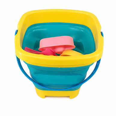 Foldable Beach Bucket Toy Set - Yellow | C-2996-YLW