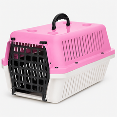 Cat Carrier Box Medium - White & Pink with Black Door | OM-BX-PETS-M-PK
