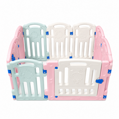 Large plastic Quadro Plastic Baby Playpen Safety Fence - Pink, White & Mint Green | BES06