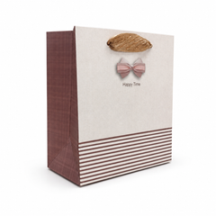 Happy Time Gift Bag 17x7x15cm - Brown & Beige | D1225