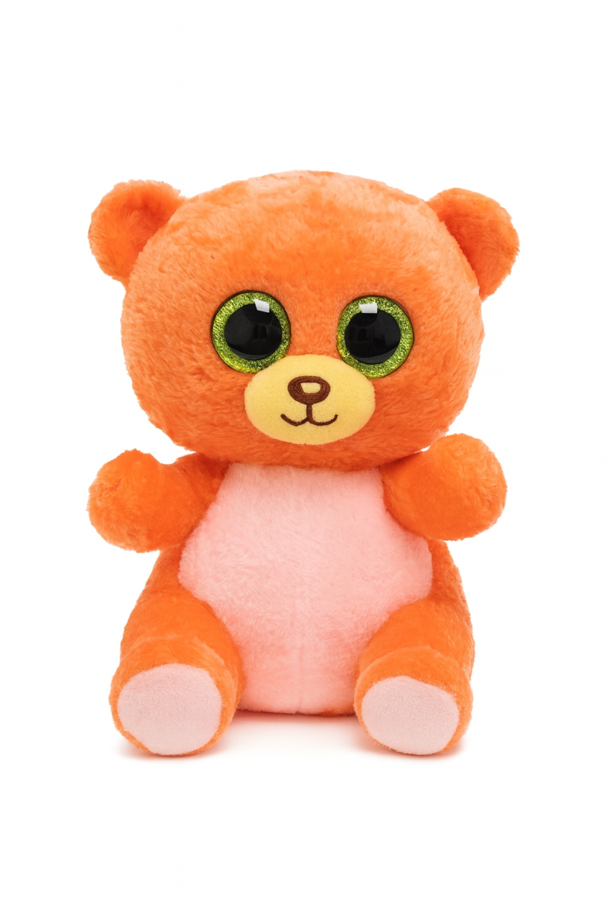 Orange Teddy Bear Plush Toy - Soft Stuffed Animal with Green Eyes | 547-1