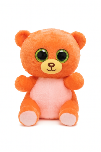 Orange Teddy Bear Plush Toy - Soft Stuffed Animal with Green Eyes | 547-1