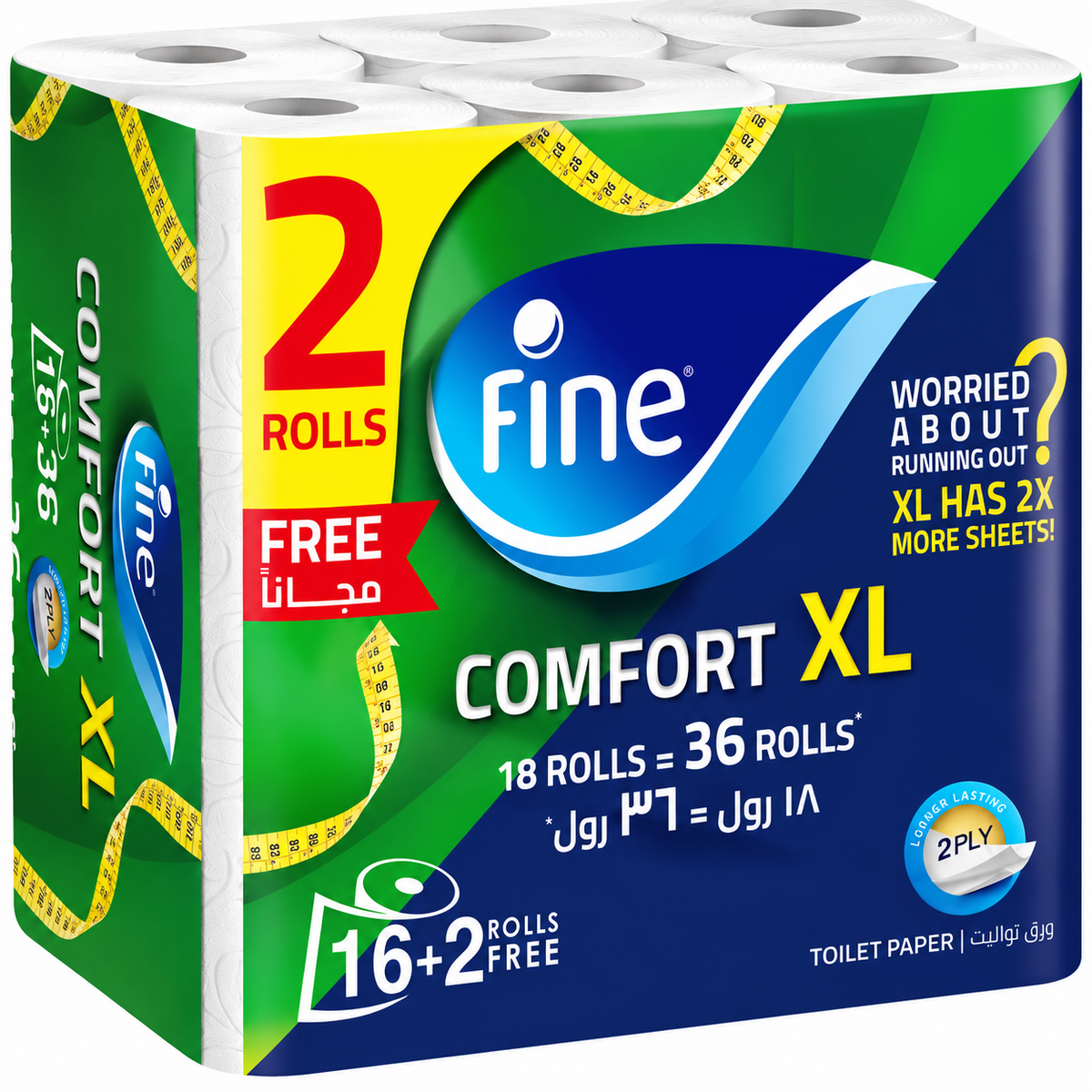 Fine Toilet Tissue Comfort XL 16+2 Rolls x 350 Sheets | F0003256