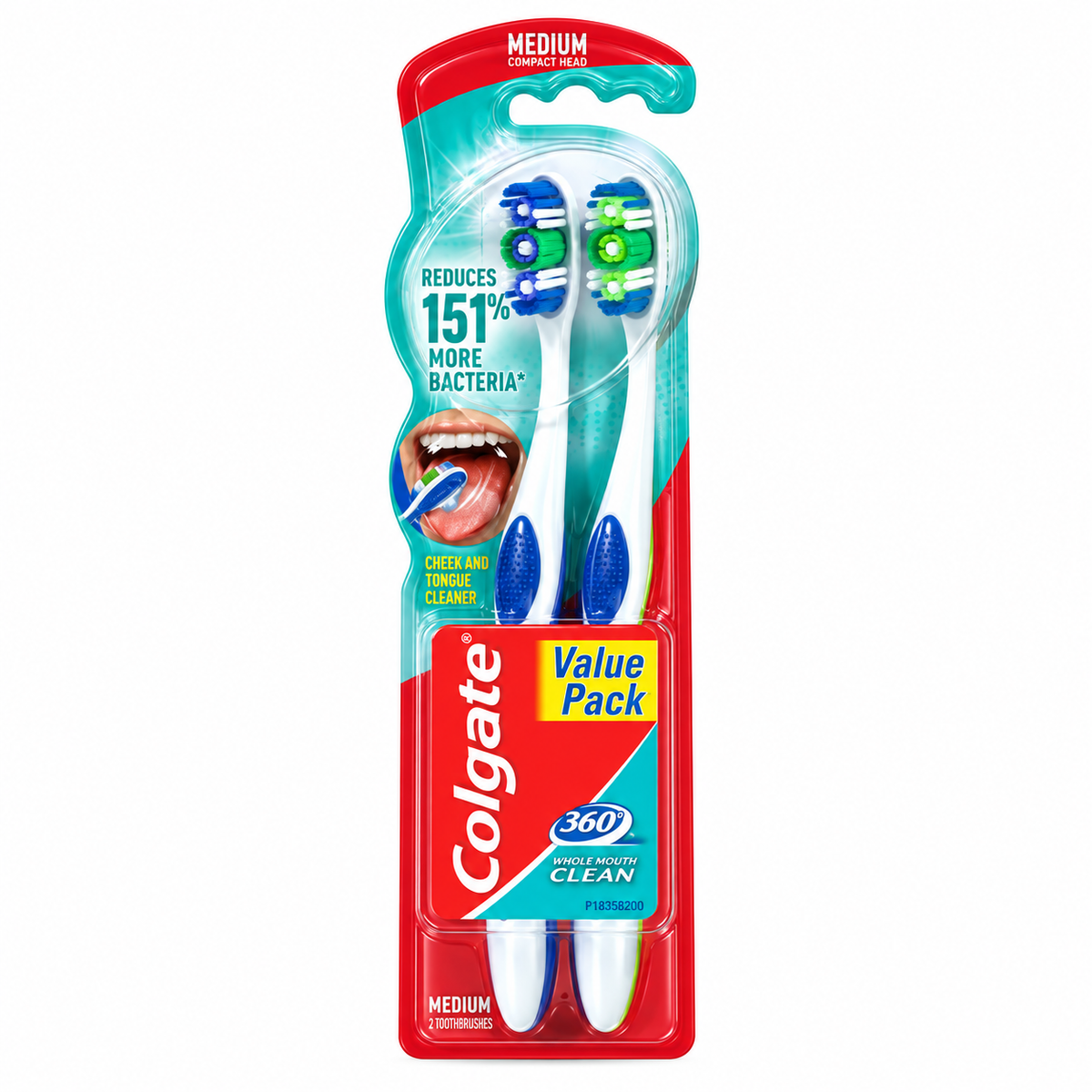 Colgate 360 Whole Mouth Clean Medium Toothbrush 1+1 | 30042619