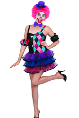 Clown Costume (Dress, Armbands, Bow Choker & Headpiece) | 093505