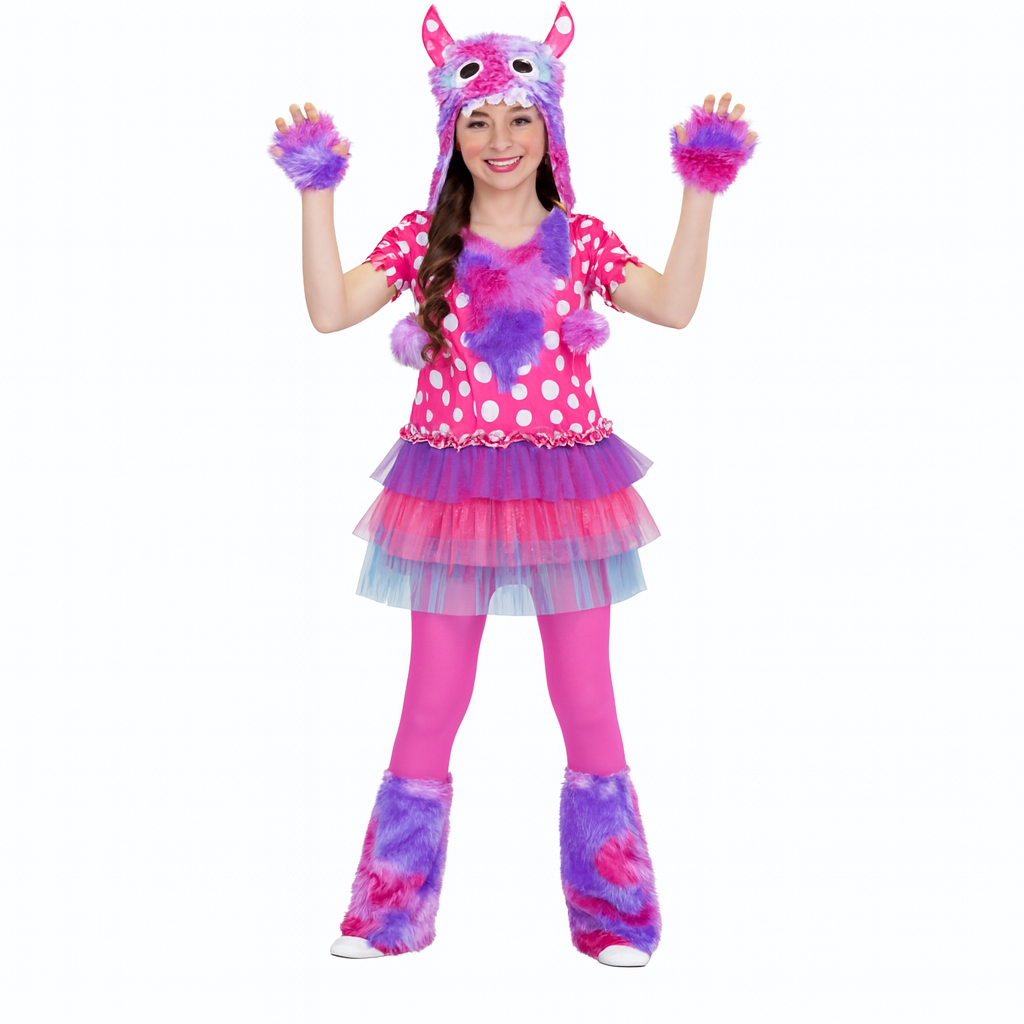 Monster Girl Costume (Dress, Hat, Gloves & Chaps) - Pink/Purple | 0159V