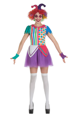 Clown Costume (Dress, Headpiece, Gloves & Wig) | 093133