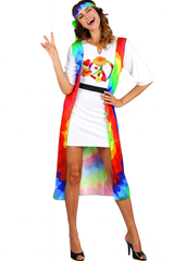 Women’s Hippie Costume (Dress with Vest & Headband) | 093212
