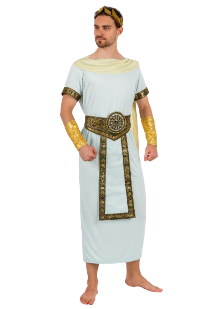 Greek Caeser Costume (White Toga, Gold Band, Belt, Bracelets & Headpiece) | 093338