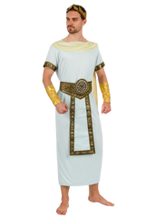 Greek Caeser Costume (White Toga, Gold Band, Belt, Bracelets & Headpiece) | 093338