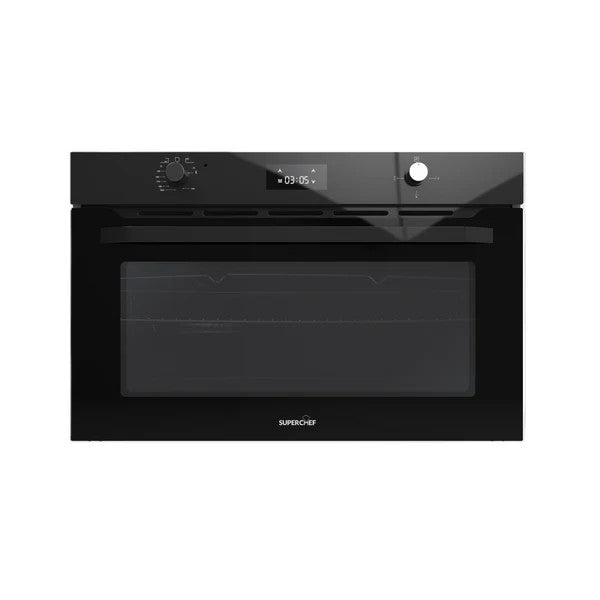 SUPER CHEF Oven 90 Cm Gas/Gas + Fan Glass Black | DO-90 GGF GLASS