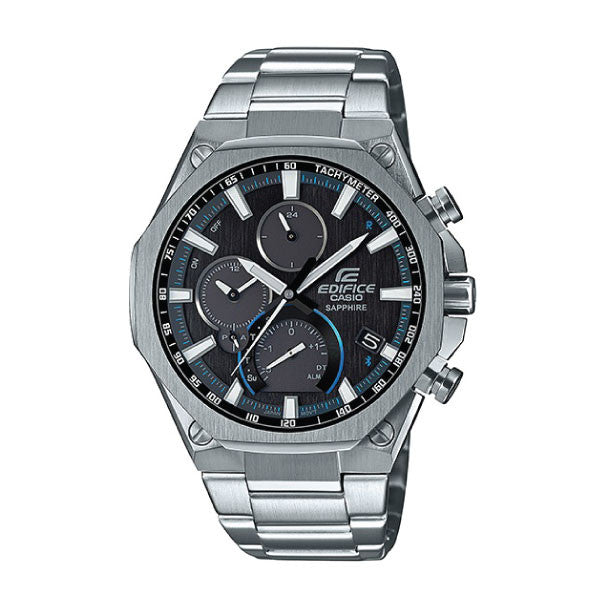 Casio Edifice Men Connected Solar Chronograph Watch - Silver Black | EQB-1100D-1ADR