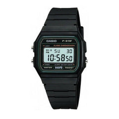 Casio Digital Watch – Black Case, Black/Green Dial & Resin Strap | F-91W-3DG