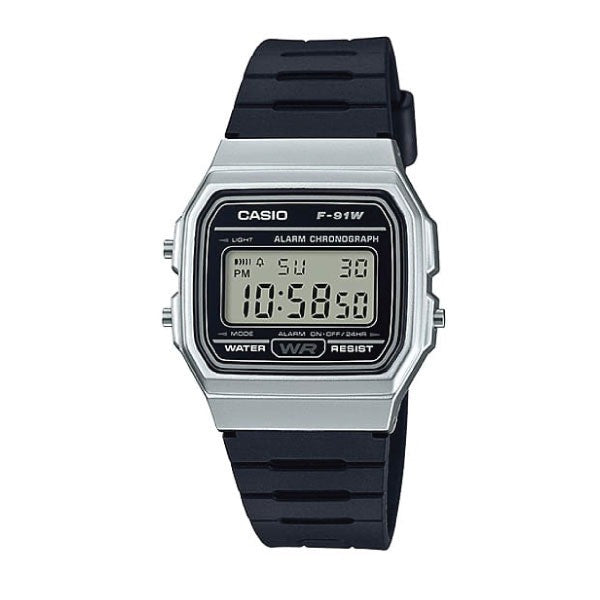 Casio Digital Watch – Stainless-Steel Case, Black Dial & Resin Strap | F-91WM-7ADF