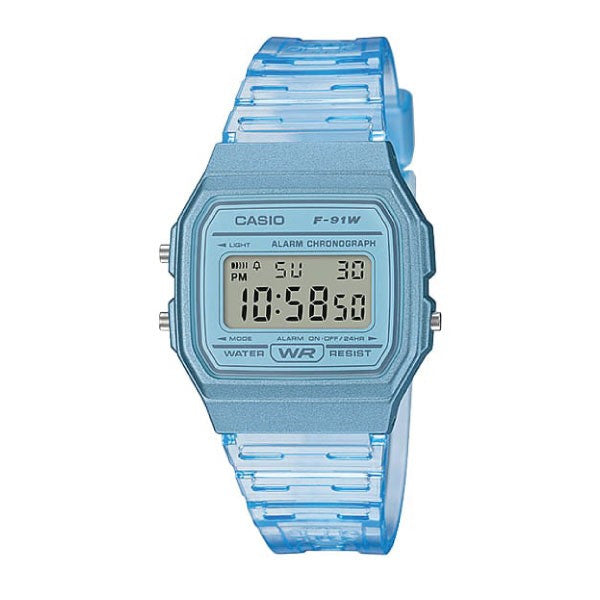 Casio Digital Watch – Blue Case, Dial & Resin Strap | F-91WS-2DF