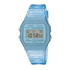 Casio Digital Watch – Blue Case, Dial & Resin Strap | F-91WS-2DF
