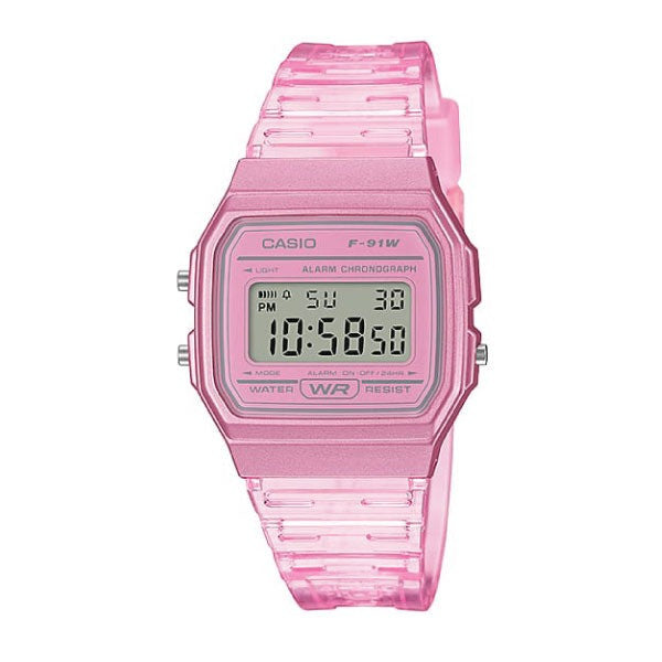 Casio Digital Watch – Pink Case, Dial & Resin Strap | F-91WS-4DF