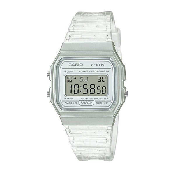 Casio Digital Watch – Silver Case, Silver Dial & Resin Strap | F-91WS-7DF