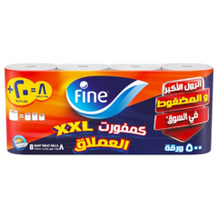 Fine Toilet Tissue Comfort XXL Giant 500 Sheets 2 Ply 8 Rolls | F0003317
