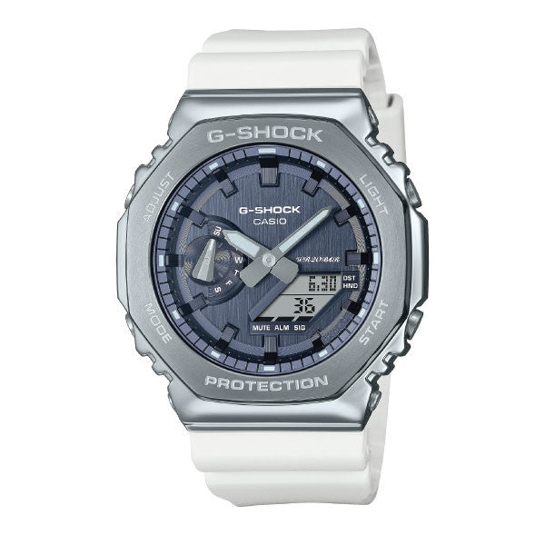 Casio G-SHOCK Seasonal Collection Metal-Covered Men Analog-Digital Watch - Grey & White | GM-2100WS-7ADR