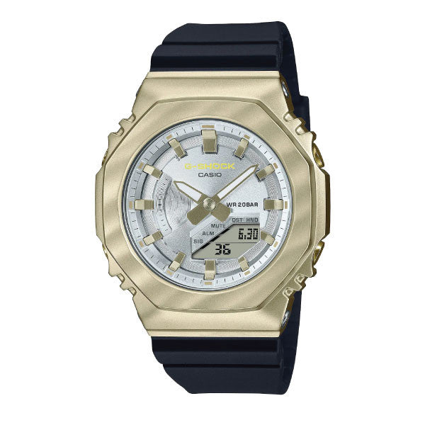 Casio G-SHOCK Metal-Covered Women Analog-Digital Watch - Silver & Light Gold | GM-S2100BC-1ADR