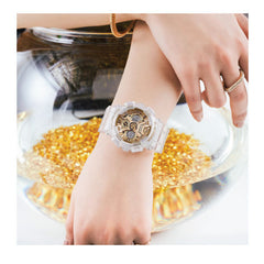 Casio G-SHOCK Transparent Gold Casual Women Analog-Digital Watch - White & Gold | GMA-S120SG-7ADR