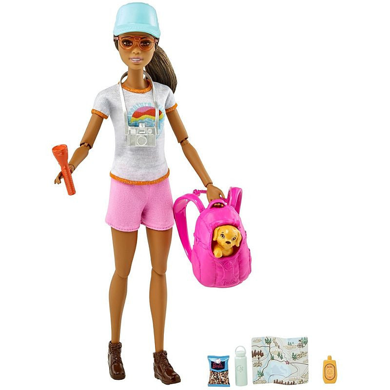 Barbie Hiking Doll with Brunette Hair, Puppy & 9 Accessories | GRN66