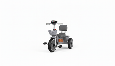 Grey Kids Tricycle with Backrest & Front Basket | ITIM123