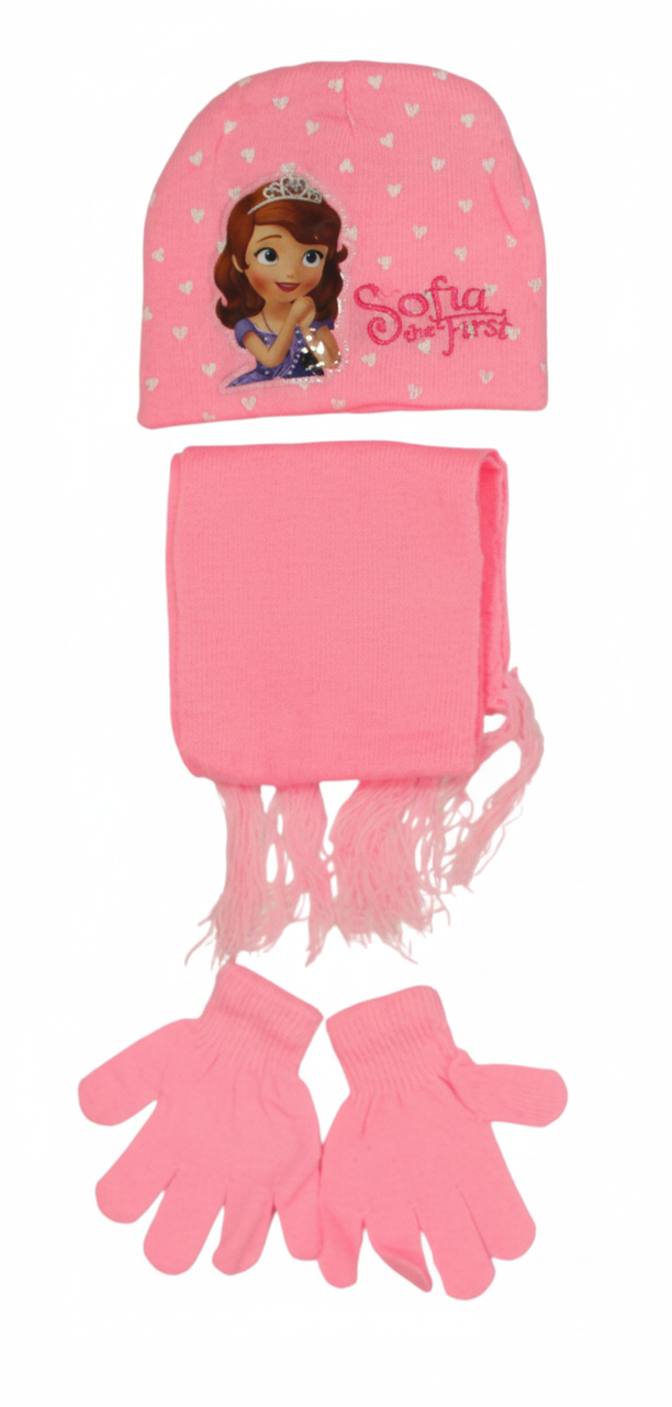Sofia the First Kids Winter Set - Hat, Scarf & Gloves - Pink | AL1888