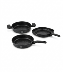 Korkmaz Set of 3 Ornella Square Grill 28 cm + Frypan 24 cm + Omelette 20 cm